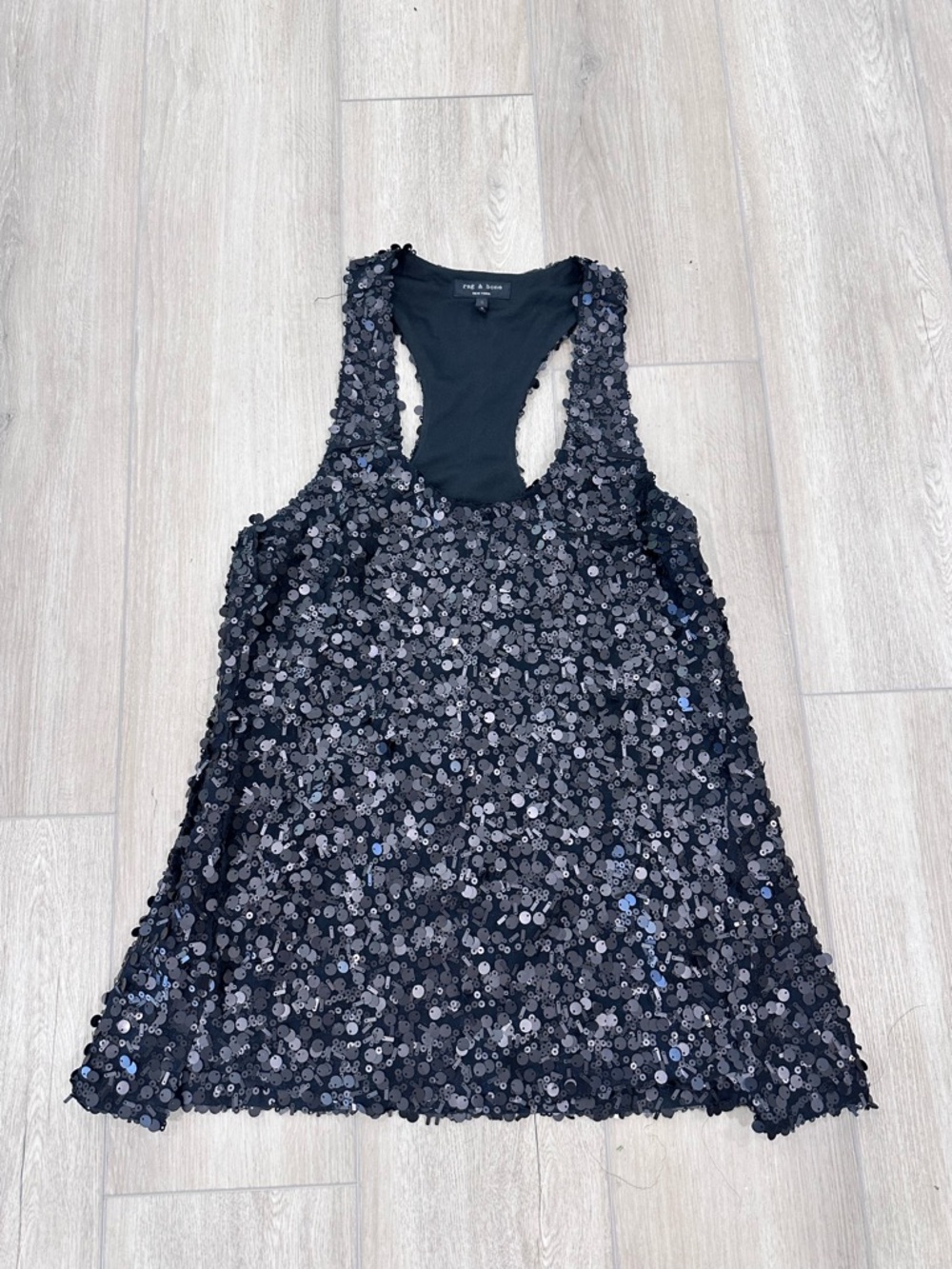 Rag & Bone sequins racerback halter top black small
